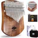 MOOZICA 21 Keys Solid Koa Kalimba Thumb Piano, Single Solid Wood Flat-board Professional Kalimba Marimba with Learning Instruction and High Performance Carrying Case (Acacia Koa, 21-Key)
