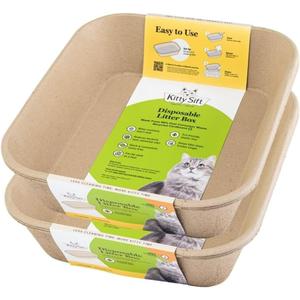 Kitty Sift (6-Pack) Disposable Cat Litter Box, Sustainable, Clean - Jumbo, 6-Pack (6 Piece Set)