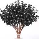 HOHOTIME 36Pcs Christmas Halloween Black Glitter Berry Stems Ornaments, 9.5 Inch Artificial Christmas Tree Picks for Xmas Tree Garland Wreath Vase Decorations DIY Home Decor(Black)