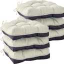 Chair Cushions for Dining Chairs, Seat Cushions for Kitchen Chairs, Indoor Seat Cushions with Ties, Tufted Foam Chair Pads, Non Slip Chair Cushions Set of 6, 15.5" x 15.5" x 4", Beige