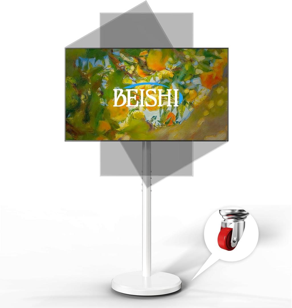 Small Mobile TV Stand for Most 10-48 Inches TV,Rolling TV Cart with Height Adjustable,10 Tilt, 360Swivel, 30Leveling,Max VESA 200X200mm,for Live Streaming,Home,Office (Style 2)