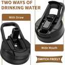 Half Gallon Water Bottle with 2-In-1 Straw LidDishwasher SafeEasy CleanBPA-FreeDurable Solid No-Slip Handle for GymWork and Outdoor Sport, 74oz, Black