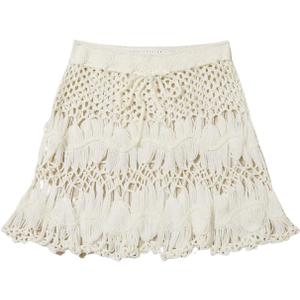 Floerns Women's Bathing Suit Tie Waist Crochet Beach Cover Up Skirt (Medium)