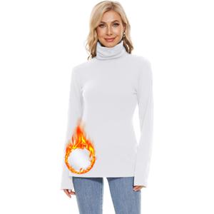 H HIAMIGOS Womens Turtleneck Long Sleeve Top Fleece Lined Sweatshirt Lightweight Ultra Soft Base Layer (XX-Large)