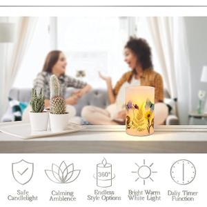 Flickering Candle, Flameless Candle D4 x H6, Butterfly Battery Candle Real Wax Pillar with Timer for Home Decor Wedding Holiday Party Christmas Bedroom