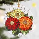 2 x Christmas Ornaments, 2.8in Ceramic Birth Flower Ornament, Xmas Decor, Christmas Tree Ornaments, Xmas Decorations for Tree, Holiday Ornament, Birth Flower Gifts, Gift Ideas, Gifts for Women - Nov