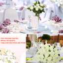 Jexine 50 Pcs Artificial Rose Flower Bulk Realistic Silk Fake Roses with Long Stem Plastic Artificial Flower Bouquet Real Looking for Home Wedding Centerpieces Party Decoration(White)