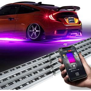 OPT7 Aura Pro Underglow LED Lights Kit for Cars with APP & Remote Control, RGB Multicolor Modes, Music Sync, Waterproof Rigid Aluminum Light Bar, Exterior Neon Accent Underbody Lighting, Car Gifts