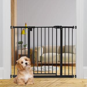 7 x keny 29"-42.5" Baby Gate for Stairs, Auto Close Safety Dog Gate, Pressure Mounted Easy Walk Through Pet Gate for Doorways, Durable Stair Gate, 30" Tall, Black