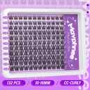 Wispy Lash Clusters Kit Natural Cluster Eyelash Extensions Kit DIY Lash Extensions Kit CC-Curly Clean Makeup 10-16MM Beginner-Friendly Lash Bond and Seal Kit 132Pcs