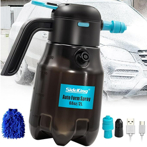 0.5Gal/2L Electric Foam Sprayer for Car Wash, 60PSI Powerful With 2 Nozzles, Rechargeable Auto Pressurized Battery Powered for Home Garden Cleaning