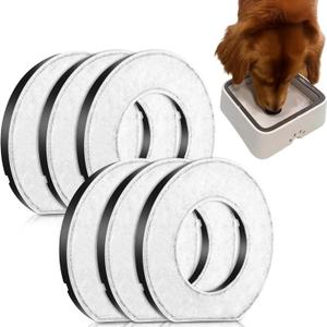 Feekoon 6 Pack Dog Water Bowl Replacement Filters Compatible With Lumoleaf, Upsky, Urpower, Els Pet, Pawtners No Spill Dog Water Bowl, Coconut Shell Activated Carbon Filters