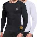 MEETYOO Compression Shirts for Men, UPF 50+ UV Swim Shirts, Long Sleeve/Short Sleeve Running Athletic Workout Rash Guard (XXL)