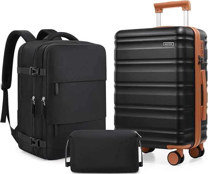 Suitcase Set 3 Piece, 20 IN Carry On Luggage with PC Hard Shell, TSA Lock Spinner Wheels Extension Handle Suitcase Set, Luggage With Fully Lined Interior
