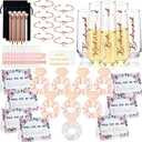 79 Pcs Maid of Honor Proposal Gifts Bridesmaids Proposal Gift Set Matron of Honor Gift Will You Be My Bridesmaid Champagne Flutes Hair Scrunchies Bracelet Card Diamond Pen(Pink)