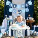 1/2 Brthday Halfway to One Baby Boy Banner Half Way Decorations