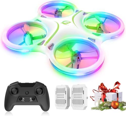 Drones for kids 8-12, Drone for Kid and Beginner, Drone with Led Light, Small Indoor Rc Drone with 360 Flip, 2 Batteries, One Key Take Off Landing, Kids Flying Toy Gift for Boy and Girl