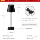 KDG 2 Pack Cordless Table Lamp, Portable LED Desk Lamps, 5000mAh Battery Operated, 3 Color Stepless Dimming Up, for Restaurant, Bedroom, Outdoor Camping, Coffee Shop, Night Light, Rechargeable (Black)
