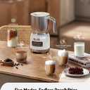 Hazel Quinn Milk Frother and Steamer, Variable Temp and Thickness, Detachable for Dishwasher Safe, 400ml / 13.5oz Milk Warm for Hot & Cold Latte, Cappuccino Hot Chocolate - Pearl White