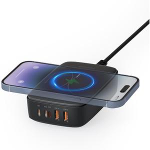 Wireless Charging Station for Multiple Device PD 65W USB C, TESSAN 6 in 1 Magnetic Wireless Charger Station, 5 Ft USB Charging Block Compatible with iPhone, Android Phone, Tablet, Laptop, Home Office