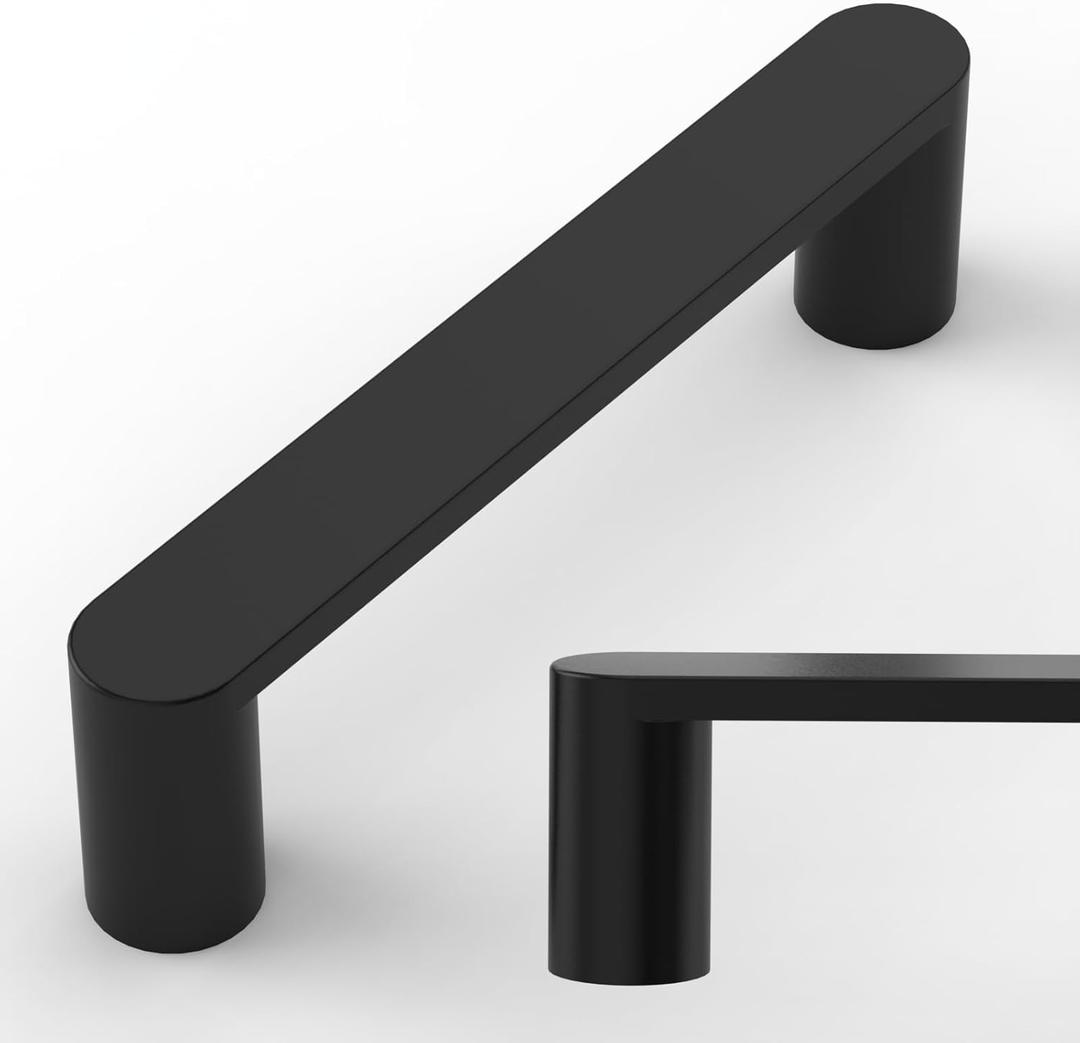Amerdeco 10 Pack ZH0005MB Matte Black 3.75 Inch(96mm) Hole Centers Kitchen Cabinet Pulls Hardware Modern Kitchen Handles for Cabinets Cupboard Handles Drawer Pulls