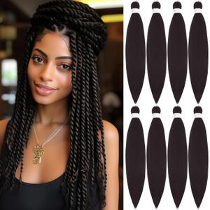 Braiding Hair Pre Stretched, 26 Inch 8 Pack Prestretched Braiding Hair For Braiding Women Hair, Professional Synthetic Hair For Knotless Crochet Braids,Soft Yaki Straight(26inch,8pc,4#)
