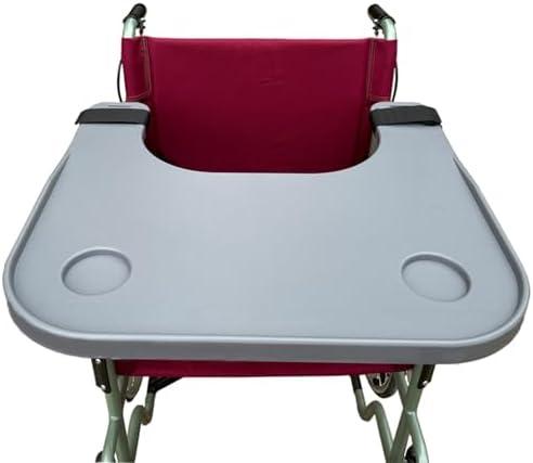 Removable Wheelchair Tray Table for Adult Elderly Eating Reading Sturdy ABS Plastic Wheelchair Dining Table Board with Cup Holder Easy to Install Remove,Fits Wheelchair Arms of 16" - 20"