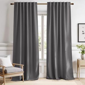 NICETOWN Light Reducing Curtain Panels Window Draperies - (Grey Color) 52x84 inch, 2 Pieces, Insulating Room Darkening Drapes for Bedroom