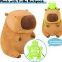 Ditucu Giant Capybara Plush with Turtle Backpack Large Jumbo Soft Capibara Stuffed Animal Big Size Fat Oversized Plushies Toys Gifts for Kids Girlfriend Brown 25 inch
