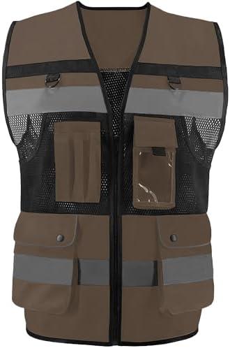 OPLERAI Safety Vest High Visibility Reflective Construction Vest for Men Women M