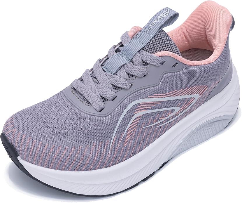 QAUPPE Wide Toe Box Shoes Women Arch Support Walking Sneakers Tennis Sneakers Orthotic Plantar Fasciitis Shoes US 8