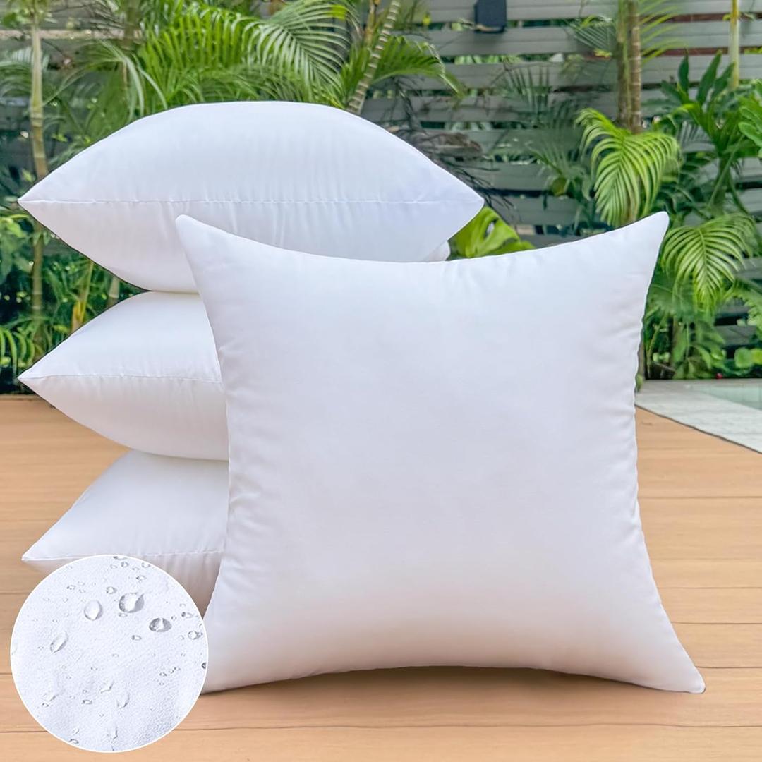 22 x 22 Outdoor Pillow Insert Set of 4 Large Square Patio Furniture Pillows for Porch Couch Fall Throw Pillow Inserts Premium Decorative Stuffer Pillows Waterproof White Sofa Cushion