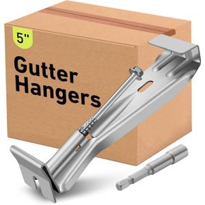 5" 25 Pcs Heavy Duty Hidden Aluminum Gutter Hangers with 1/4 Hex Drill Bit, Repair Sagging Gutters with Pre-Inserted Screw Fast.