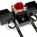 Mothers Day Rose Gifts for Mom from Daughter Son,Fresh Flowers for Delivery,Birthday Gifts for Women,Light Up Rose Gifts for Her,Preserved Flowers with Necklace,Wife Mom Gifts Anniversary
