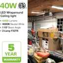 hykolity 4 Pack 4FT LED Wraparound Light 40W 4 Foot LED Shop Lights for Garage, [2-lamp 32W Fluorescent Equiv.] 4400lm 4000K Wrap Light, Flushmount Office Ceiling Light Fixture ETL Listed