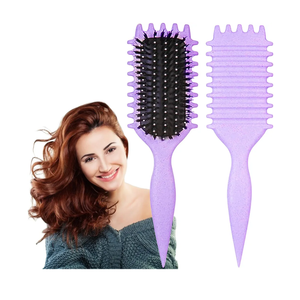 Curl Defining Brush, 1 PCS Curly Hair Brush, Brush for Curly Hair, for Combing and Shaping Men's and Women's Curls to Reduce Pulling (Purple)