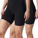 Yogalicious Womens 5”, 7” High Waisted Biker Shorts Squat Proof Workout Yoga Short 2 Pack - Black (w/ Pocket) / Black (no Pocket) 7" - Small