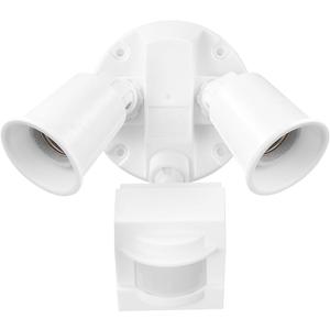 Globe Electric 17000269 110-Degree 240 W Twin Head White Hardwired Motion Sensor Security Flood Light, Spotlight, Outdoor, Outside House Lights