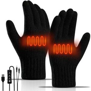 5V Electric USB Heated Gloves for Men Women Keep Hands Toasty with Winter Hand Warmers Laptop Black Gloves for Typing
