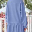 PRETTYGARDEN Womens Patchwork Sweatshirt Dress 2025 Fall Casual Long Sleeve Crewneck Pullover Cute Babydoll Mini Dresses (Sky Blue,X-Large)