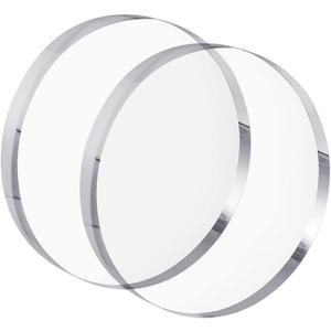 7in Round Acrylic Disc Display Block Clear Polished Stand Riser | 1in Thickness, 7" x 7" x 1", 2 Pack