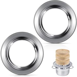 2 Pcs Bamboo Steamers Ring 8 Inch Stainless Steamer Adapter Ring Dumpling Steamer Basket Ring for Cooking Bamboo Steamer Liner for 8 to 11 Inch Steamers Wok Ring