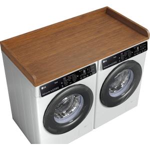 1-Tier Washer Dryer Countertop with 2.75" H Edge Rails, 54" W x 27.55" D Laundry Countertop for Folding Clothes, Washer and Dryer Topper with Non-Slip Pad (Brown) 1-Tier Washer Dryer Countertop with 2.75" H Edge Rails, 54" W x 27.55" D Laundry Countertop for Folding Clothes, Washer and Dryer Topper with Non-Slip Pad (Brown)