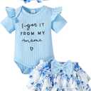Mioglrie Newborn Infant Baby Girl Clothes Romper Shorts Set Floral Summer Outfits Cute Baby Clothes Girl (0-3 Months)