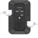 Outlet Extender Surge Protector - Addtam 5-Outlet Splitter with 4 USB Wall Charger(PD 30W), Multi Plug Wall Outlet Power Strip for Home, Black