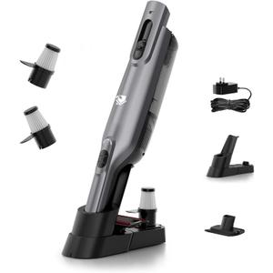 Cordless Handheld Vacuum, Lightweight Portable Hand Vacuum Cleaner with LED Light,Rechargeable Hand Held Vacuum with Charging Dock, Powerful Suction for Office, Home,Car,Gray