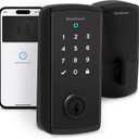 Kwikset Halo Select Plus Matte Black Touchscreen Apple Home Keys Tap-to-Unlock, Wi-Fi and Matter Enabled Smart Lock Deadbolt with Door Status Sensor and Intrusion Detection
