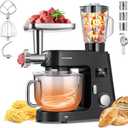 VIVOHOME 9 in 1 Multifunctional Stand Mixer with Fermentation, 6 Speed 7.5 Quart Kitchen Electric Food Mixer with Timer, Meat Grinder, Juice Blender, Vegetable Slicer, Pasta and Cookie Maker, Black