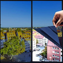 One Way Privacy Window Film,Premium PET Material,Daytime Reflective Heat Control Anti UV Door Sticker,Window Tint for Home Office Living Room,Mercury Blue,23.6 Inch x 6.5 Feet (pack of 4)