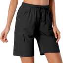 Hugut Women's Lightweight Hiking Cargo Shorts Quick Dry Athletic Shorts Camping Travel Golf Zipper Pockets Water Resistant, Large